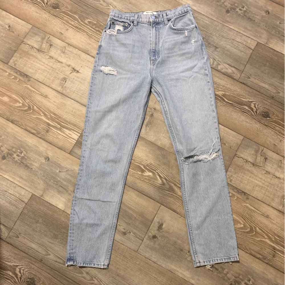 Reformation Stevie Ultra High Rise Straight Leg Jean In Tahoe Destroyed‎